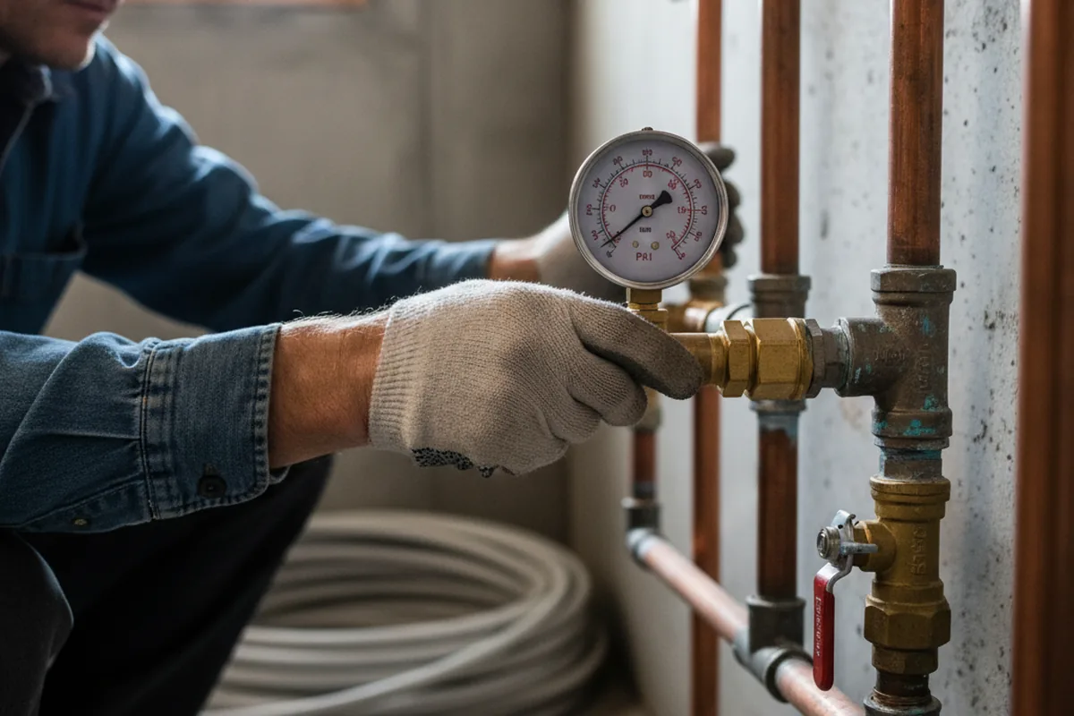 Pressure testing a repaired line during Water Line Repair in Raiford